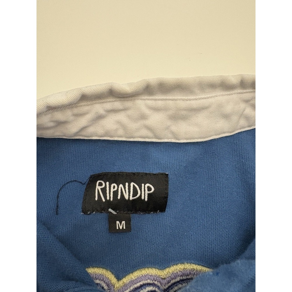 VTG Ripndip Rugby Style Collared Long Sleeve Shirt Pullover SZ M Y2K - Picture 3 of 6